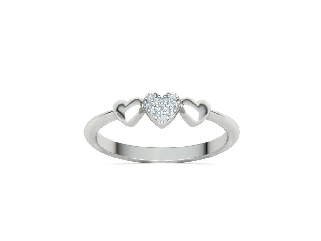 3 Hearts Diamond Fashion Woman Ring Love-Heart symbol ring 3D print model_20