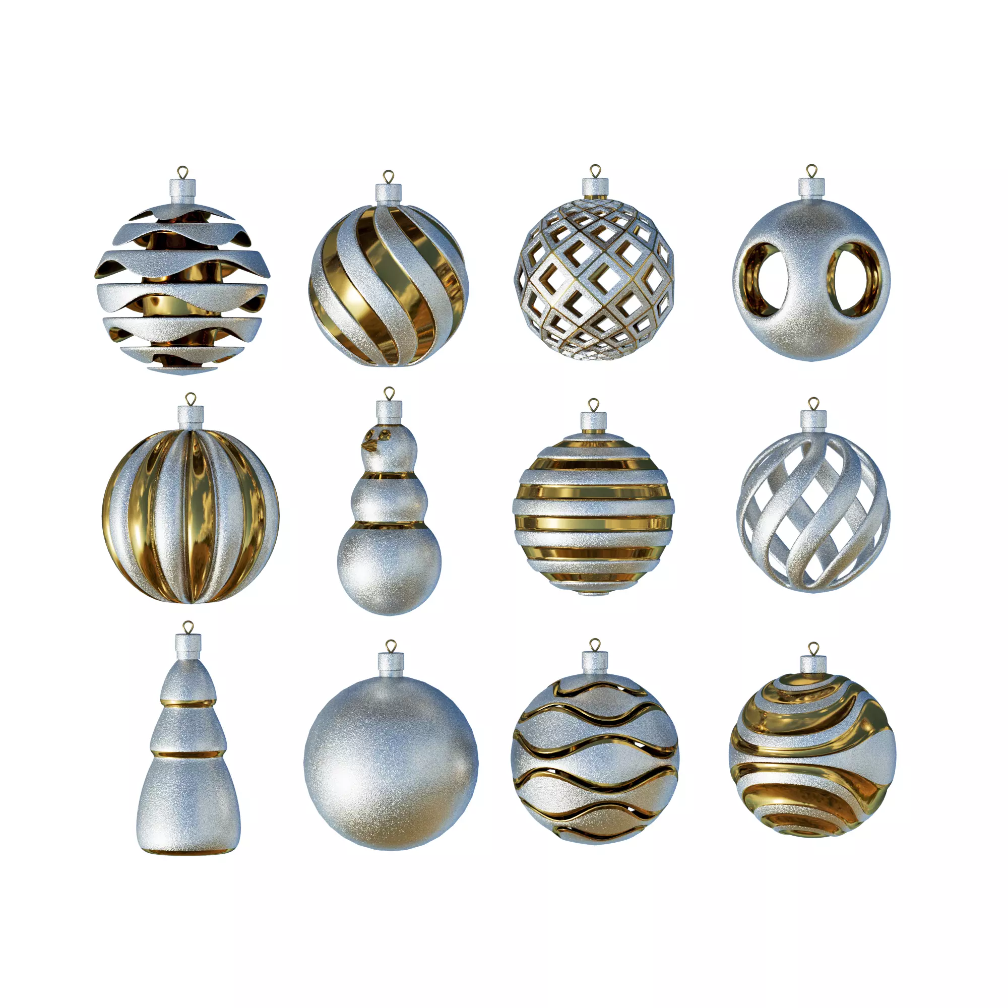 Christmas New Year Ornaments Toys 3D model_0