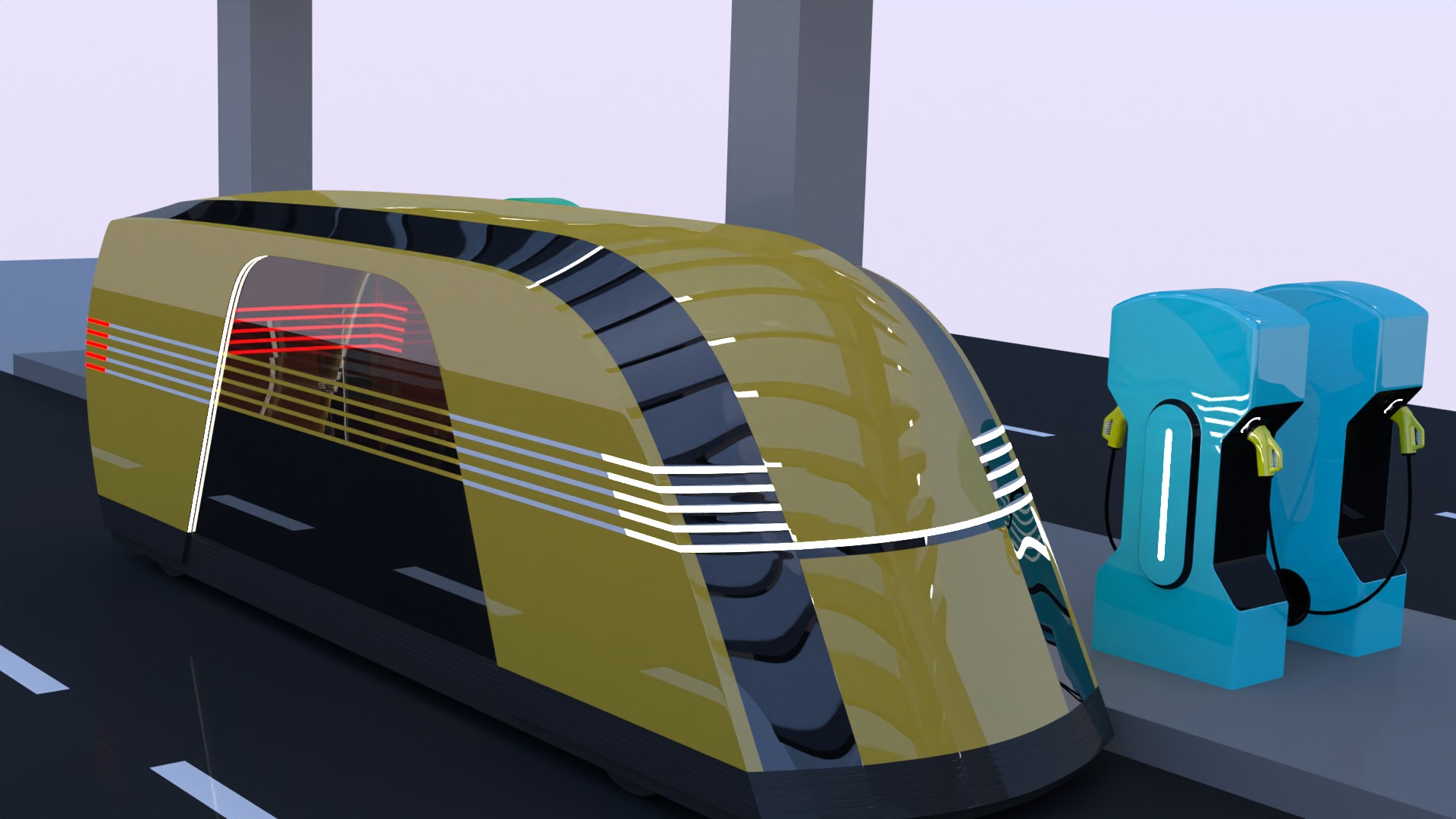 EV charger with Robovan 3D model_2