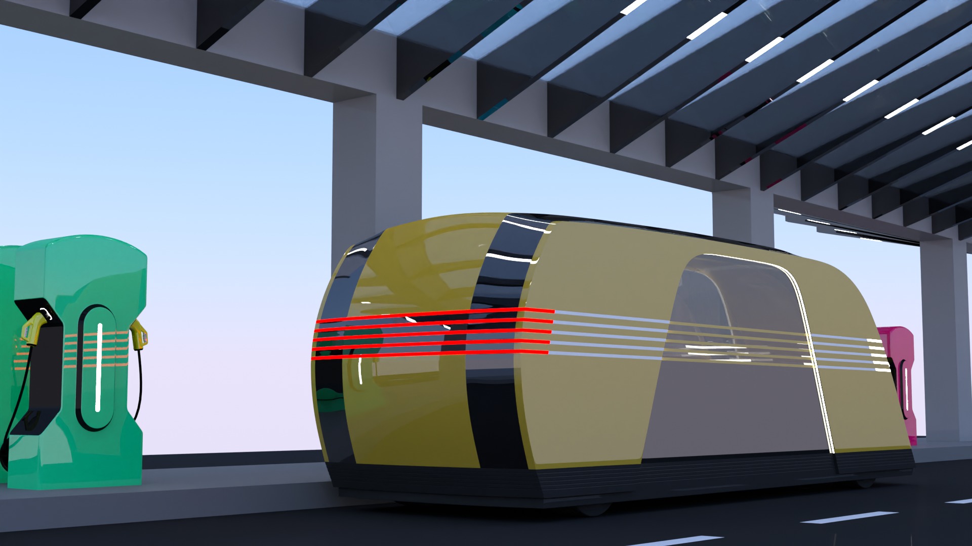 EV charger with Robovan 3D model_5