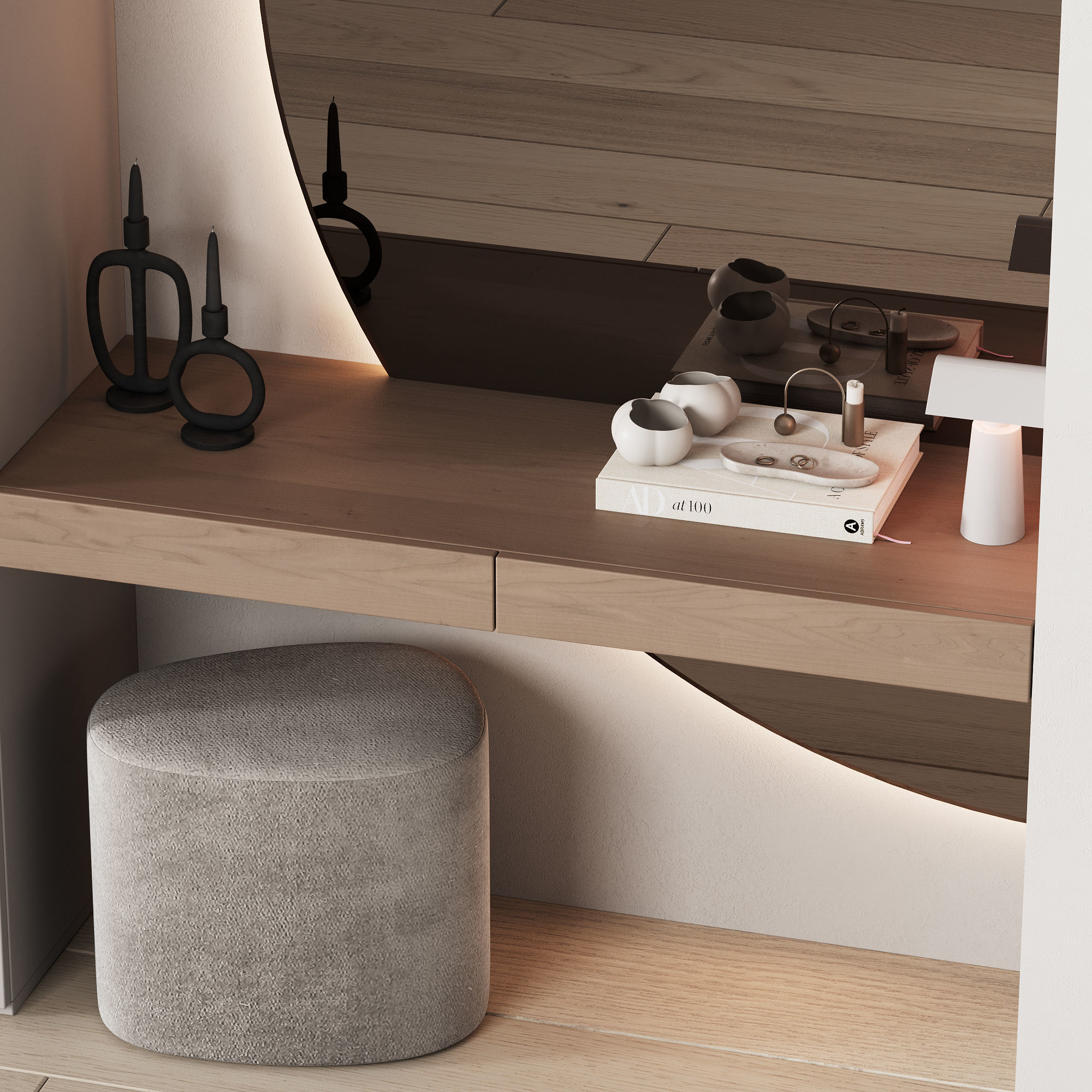 537 hallway zone 13 half round mirror 02 3D model_2