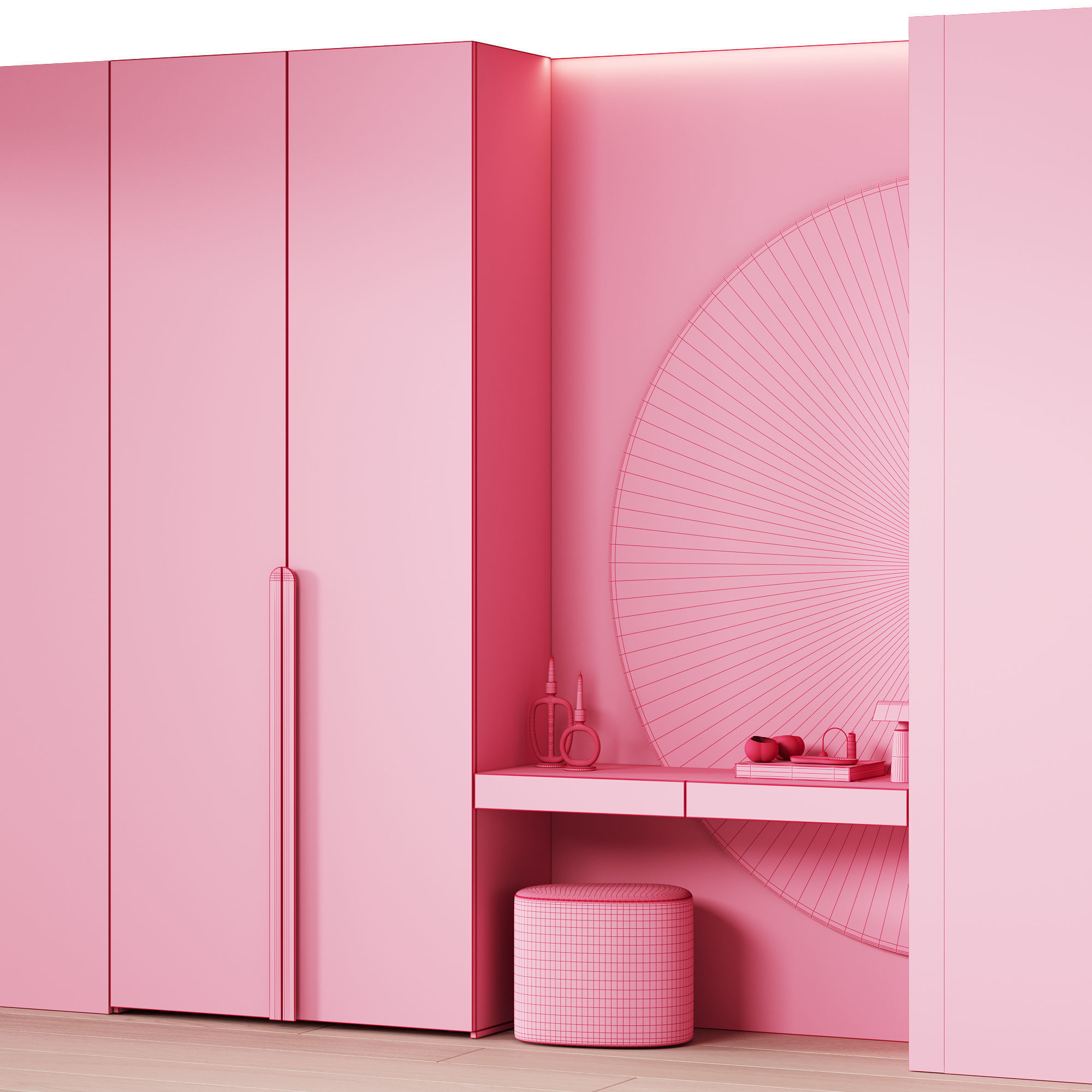 537 hallway zone 13 half round mirror 02 3D model_5