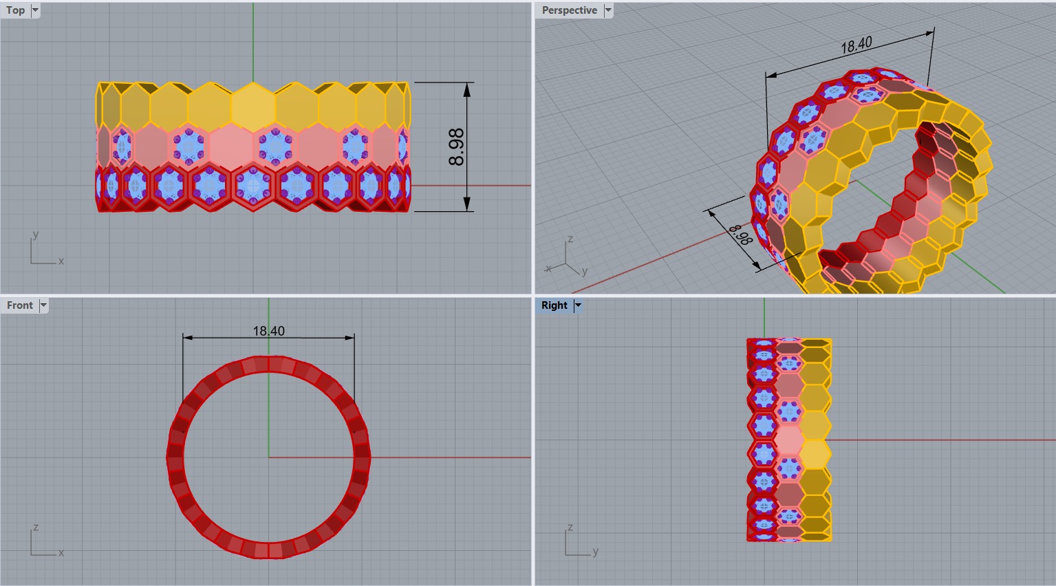 Chaumet 3 row Ring bee my love 3D print model_9