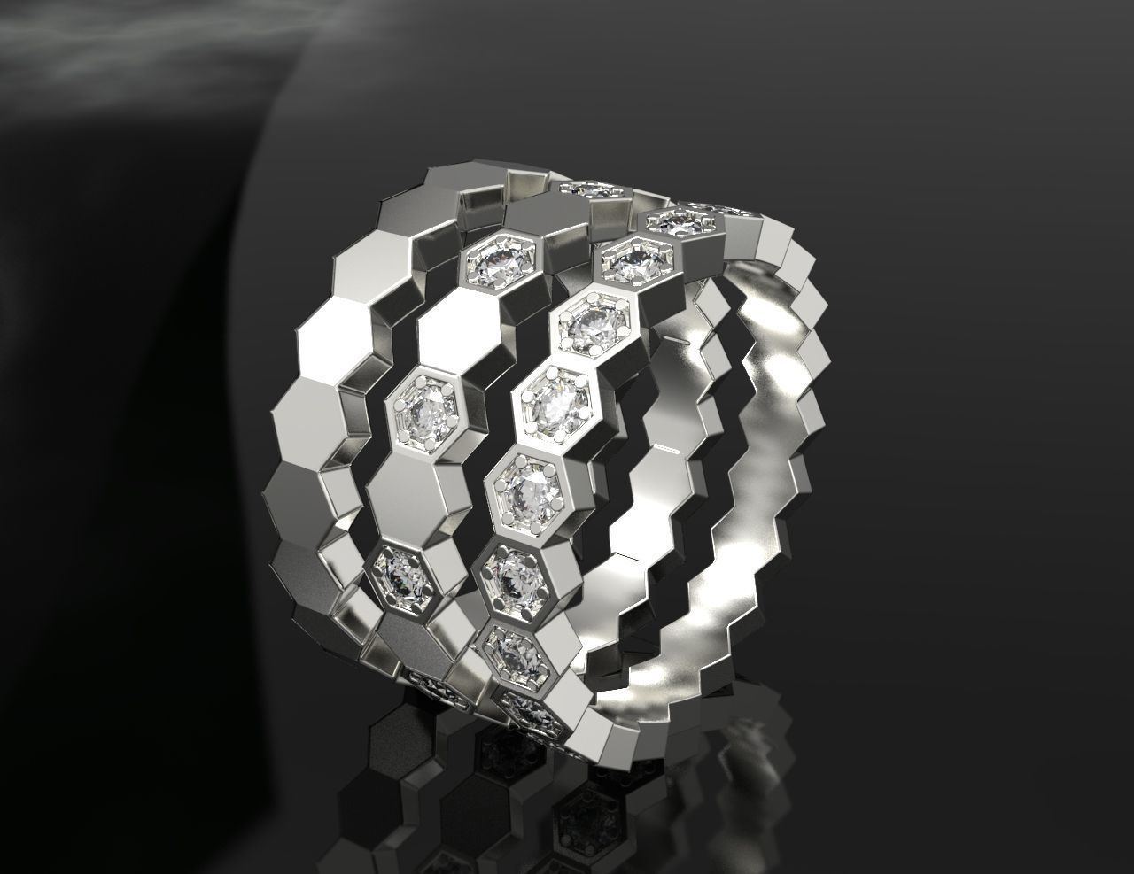 Chaumet 3 row Ring bee my love 3D print model_2
