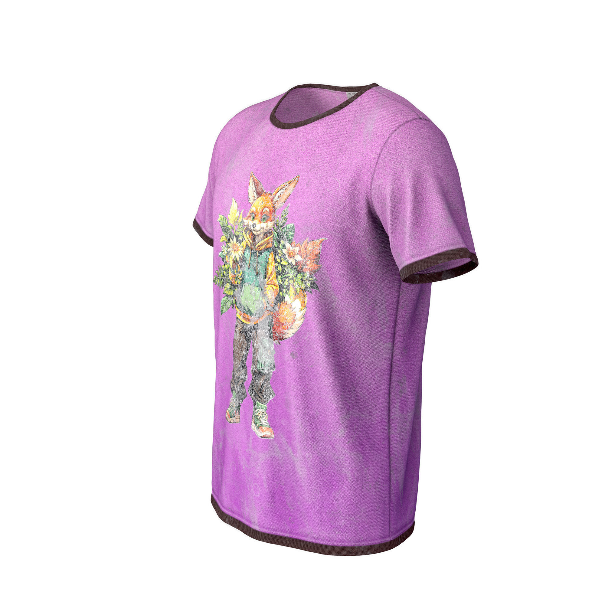 Pink T-shirt 3D model with good topology 3 in1  Low-poly 3D model_12