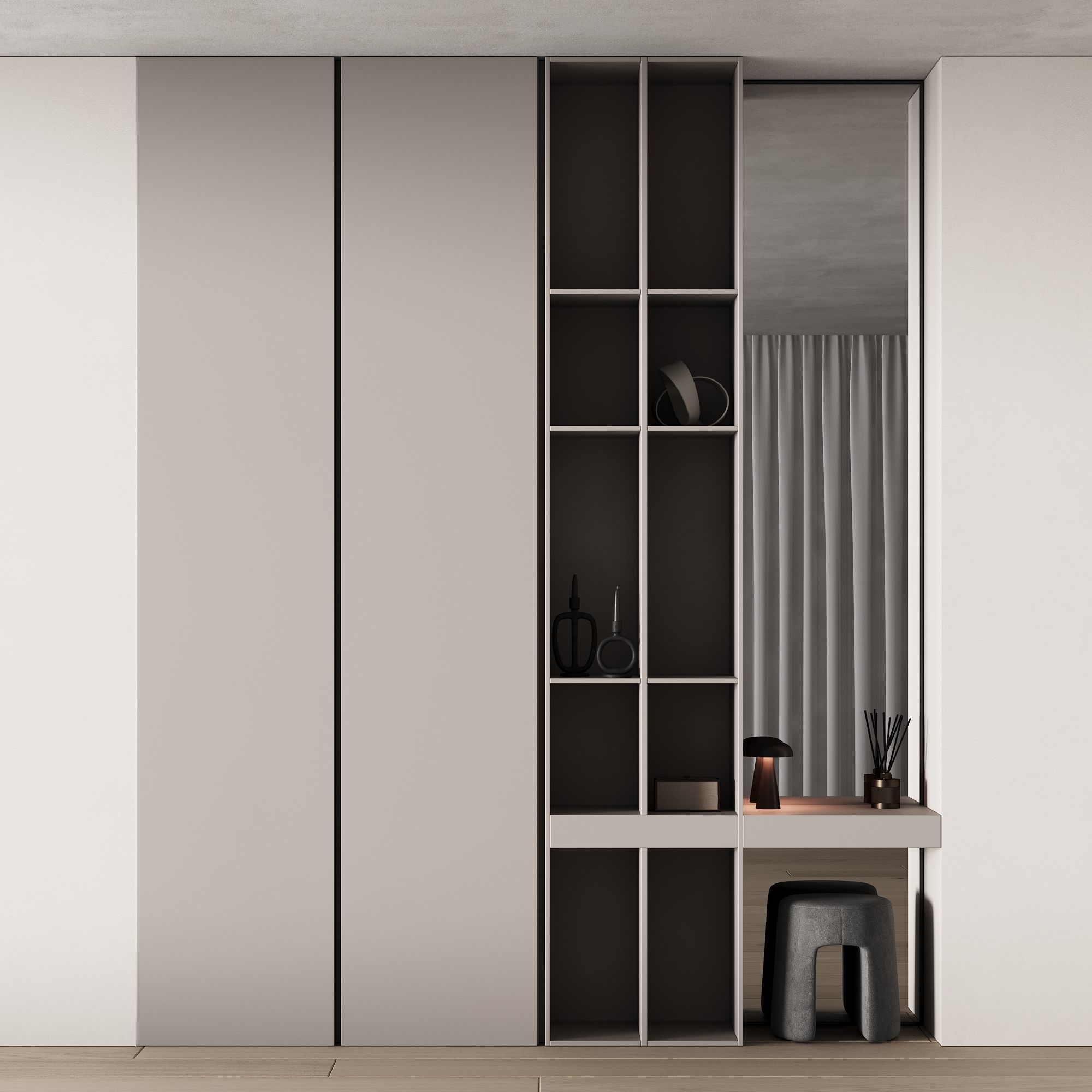 545 hallway zone 15 minimal modular wardrobe in 2 options 3D model_2