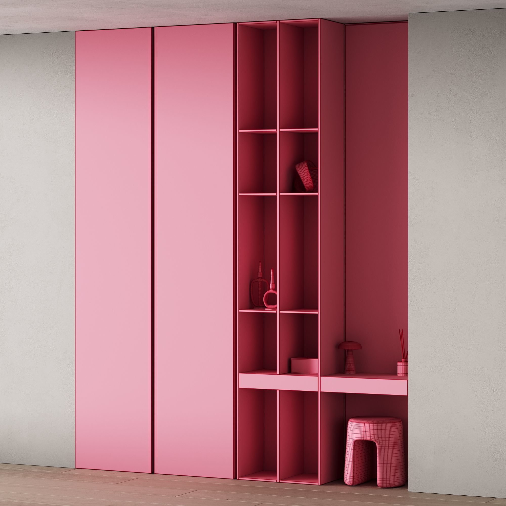 545 hallway zone 15 minimal modular wardrobe in 2 options 3D model_5