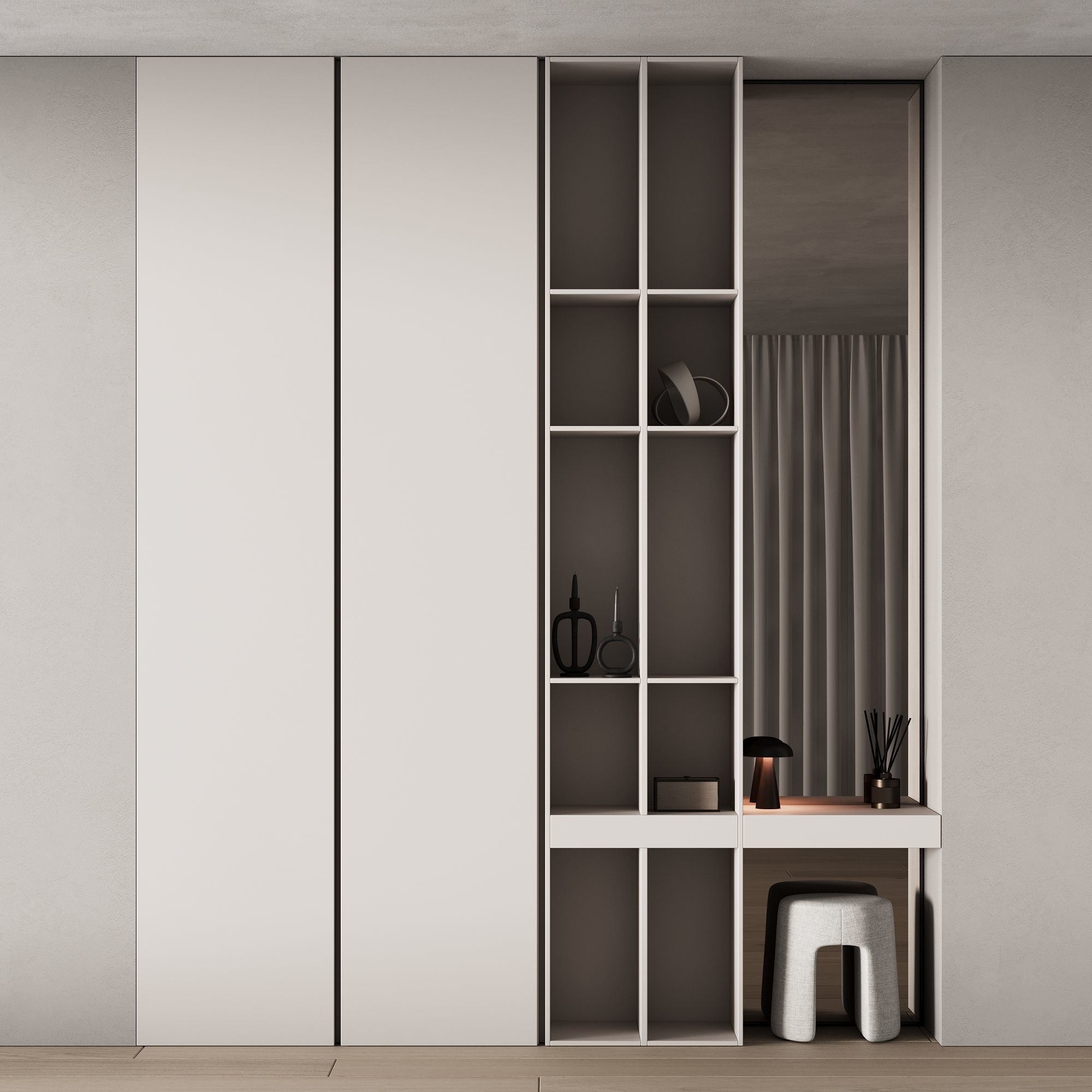 545 hallway zone 15 minimal modular wardrobe in 2 options 3D model_3