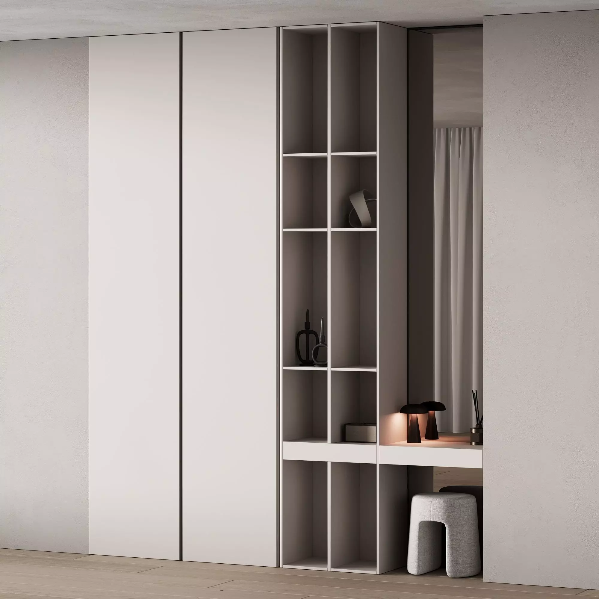 545 hallway zone 15 minimal modular wardrobe in 2 options 3D model_0