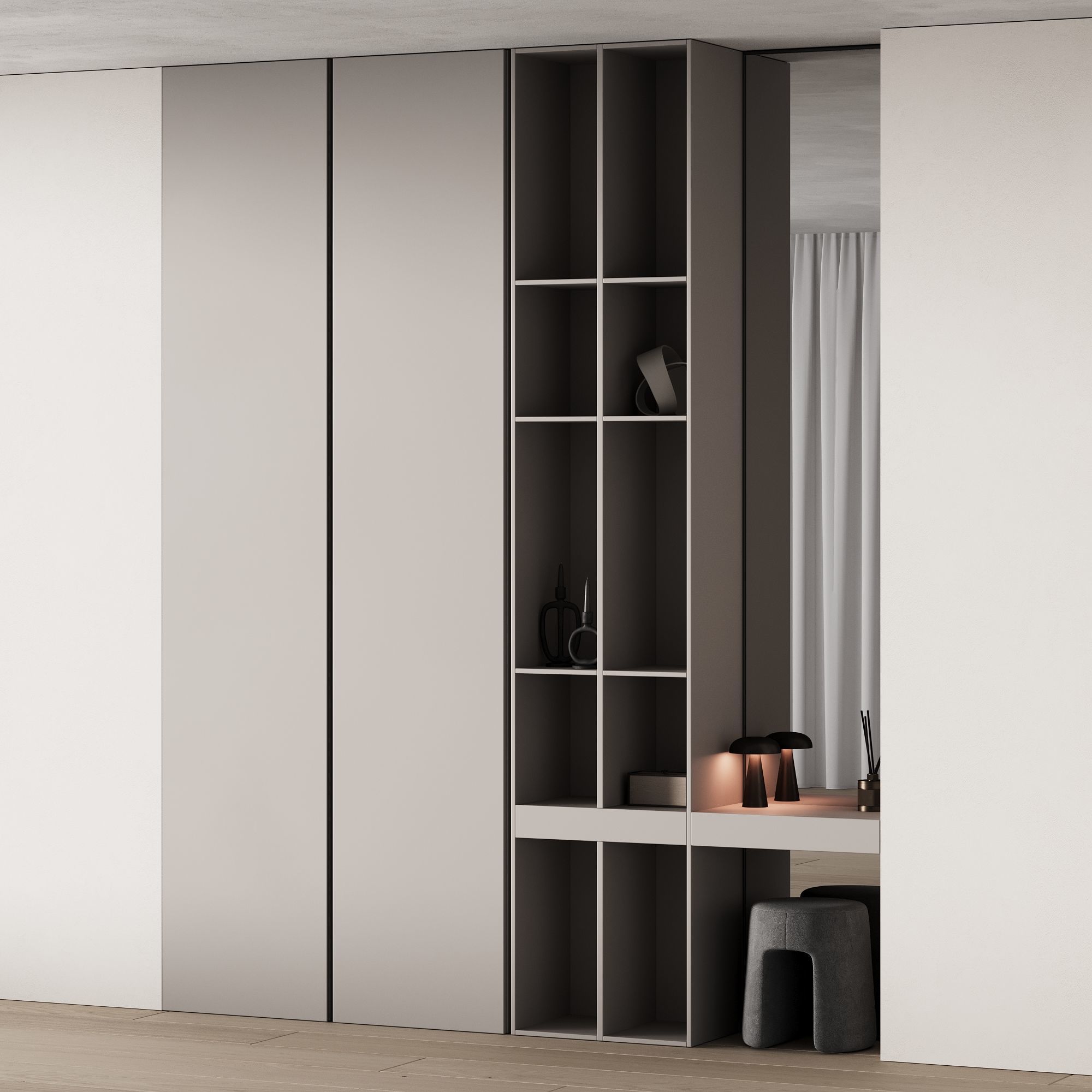 545 hallway zone 15 minimal modular wardrobe in 2 options 3D model_1
