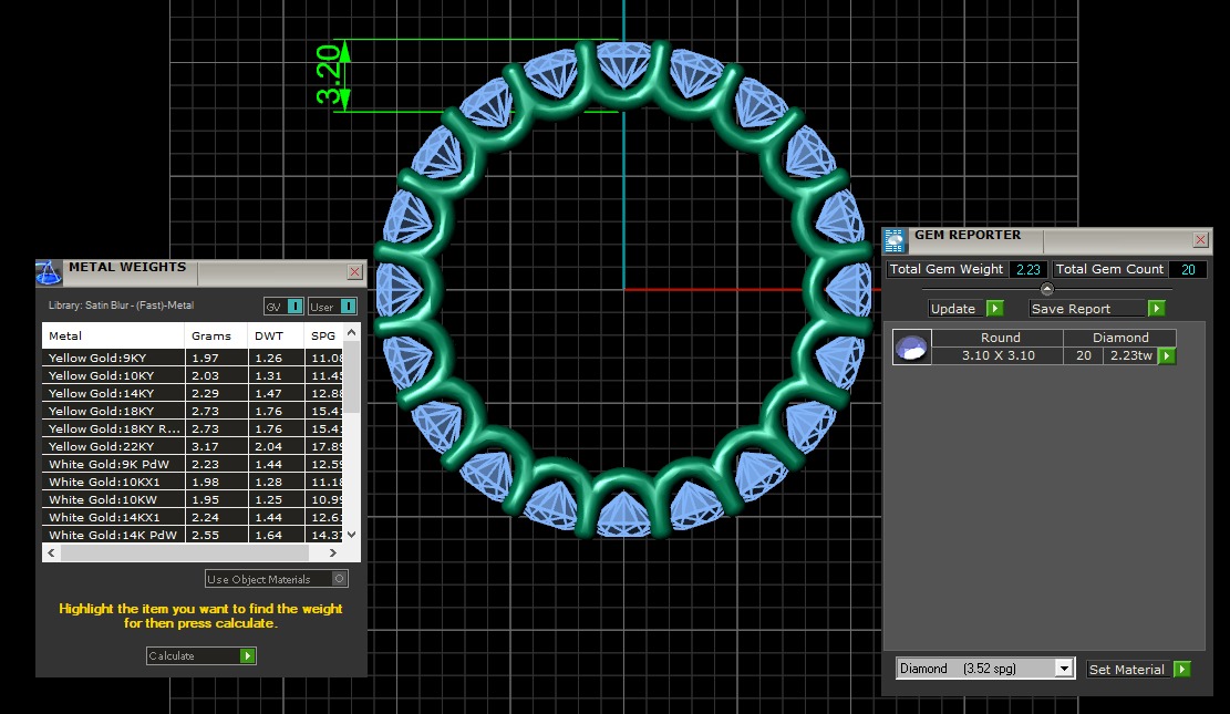 U Shaped Eternity Ring 3 point 1 mm stone size swiss 9 and EU49 3D print model_4