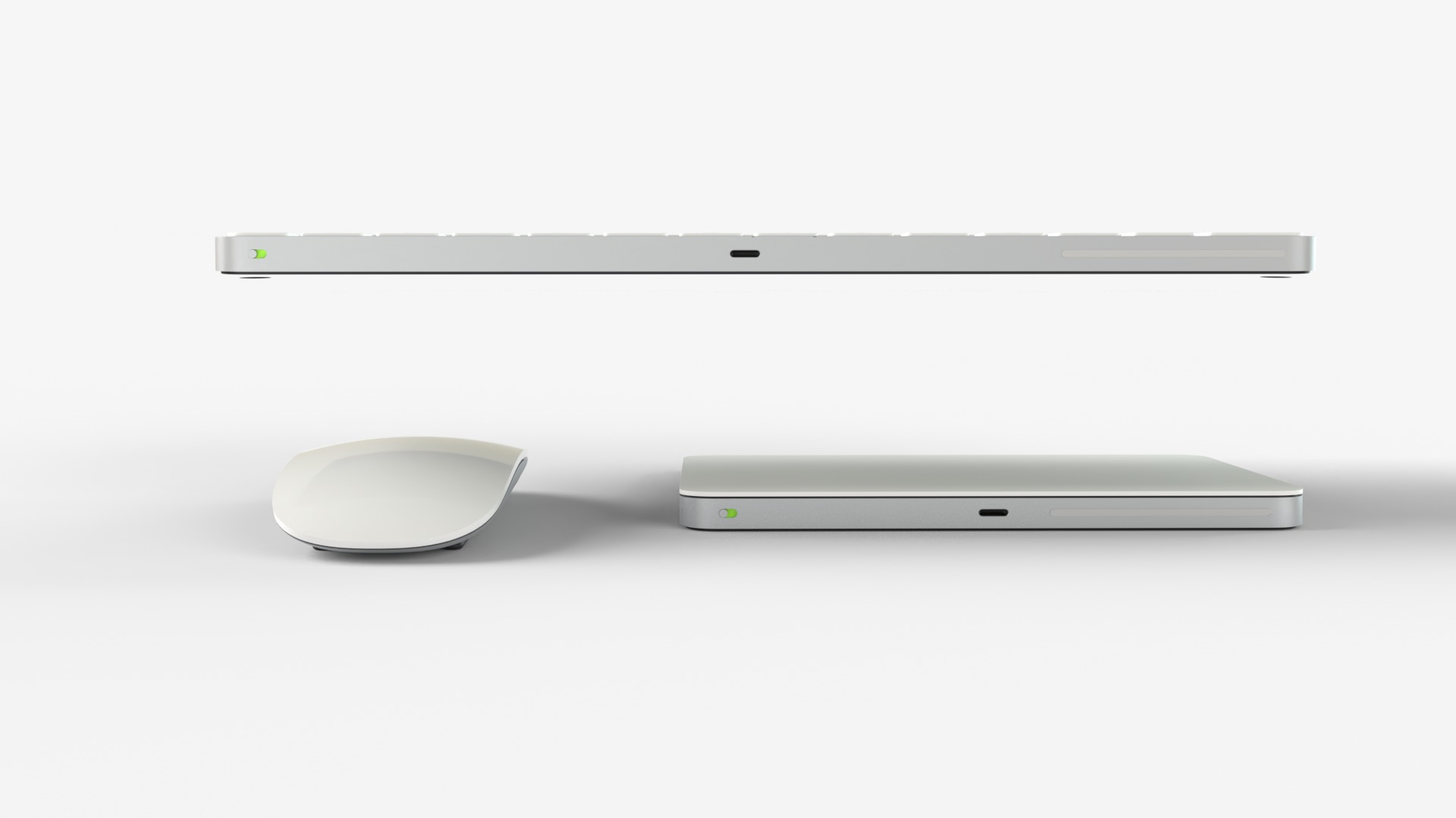 Apple IMac Silver with Keyboard Mouse and Trackpad 3D model_9