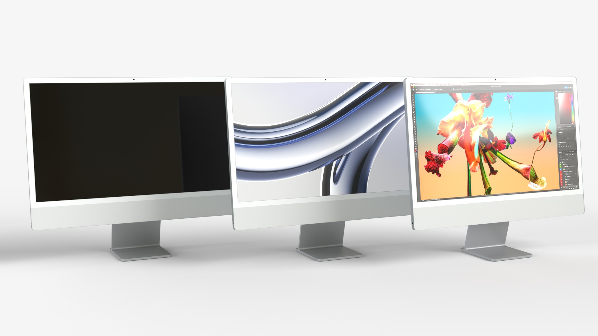 Apple IMac Silver with Keyboard Mouse and Trackpad 3D model_4