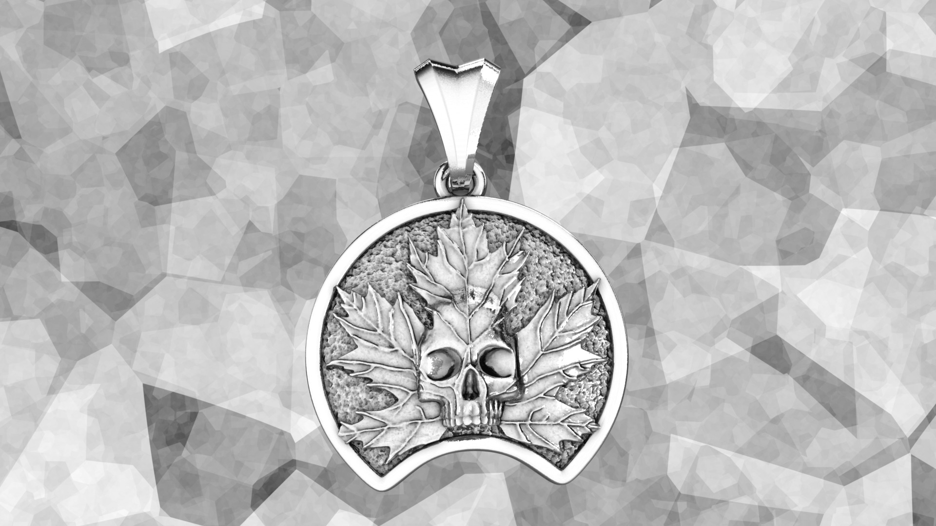 Maple-skull pendant 3D print model_1