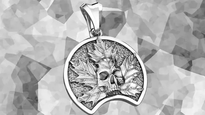 Maple-skull pendant