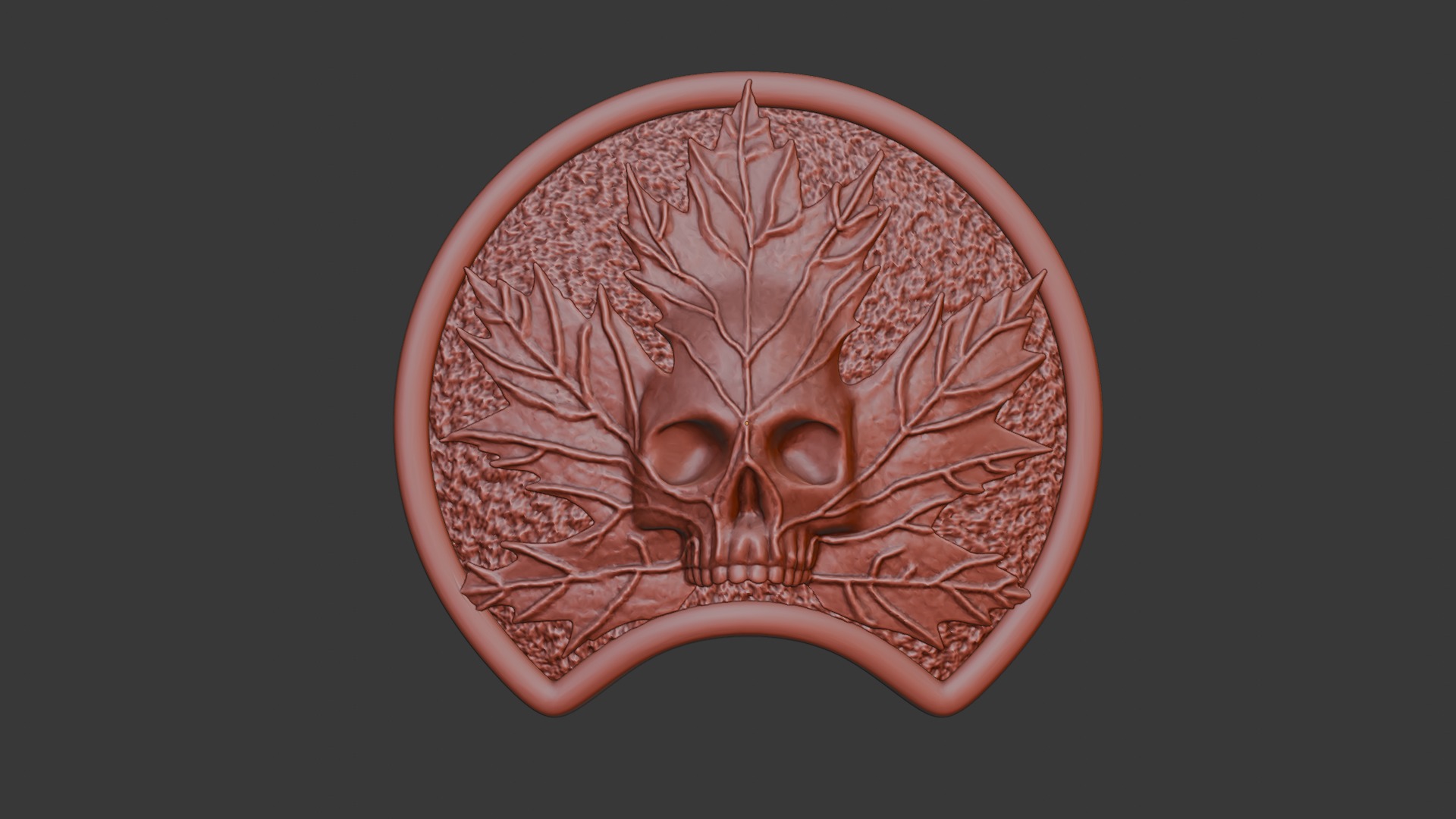 Maple-skull pendant 3D print model_5