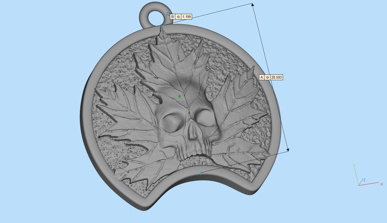Maple-skull pendant 3D print model_4