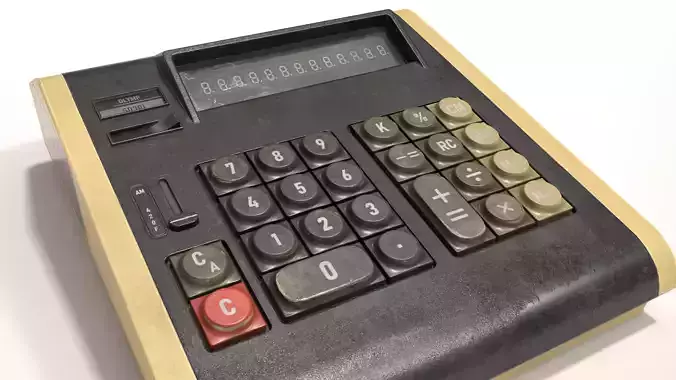 Retro calculator Olympia CD201 Low-poly 3D model