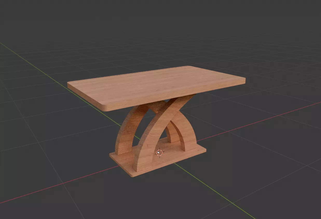 Modern wooden table Free 3D model_0