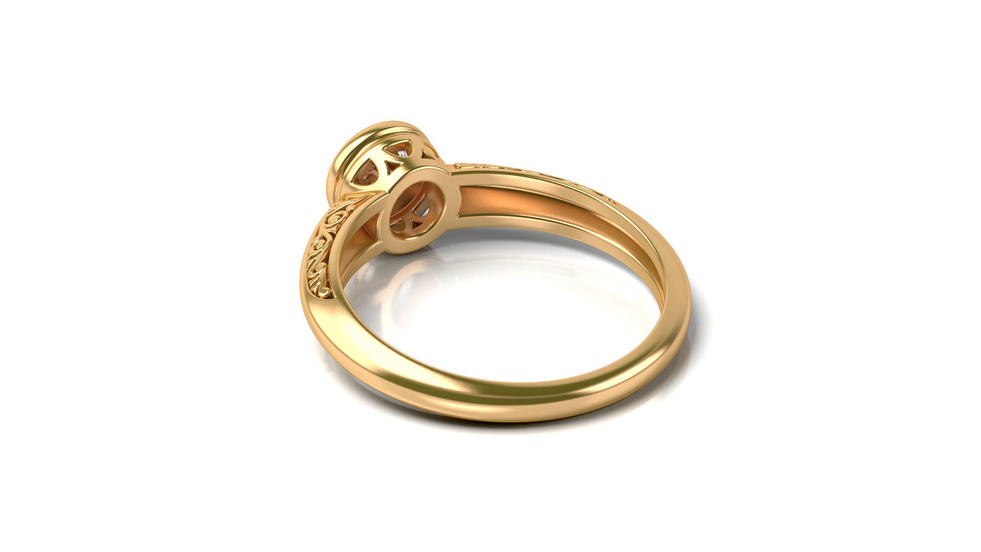 Vintage Ring with Diamond in Bezel 3D print model_7