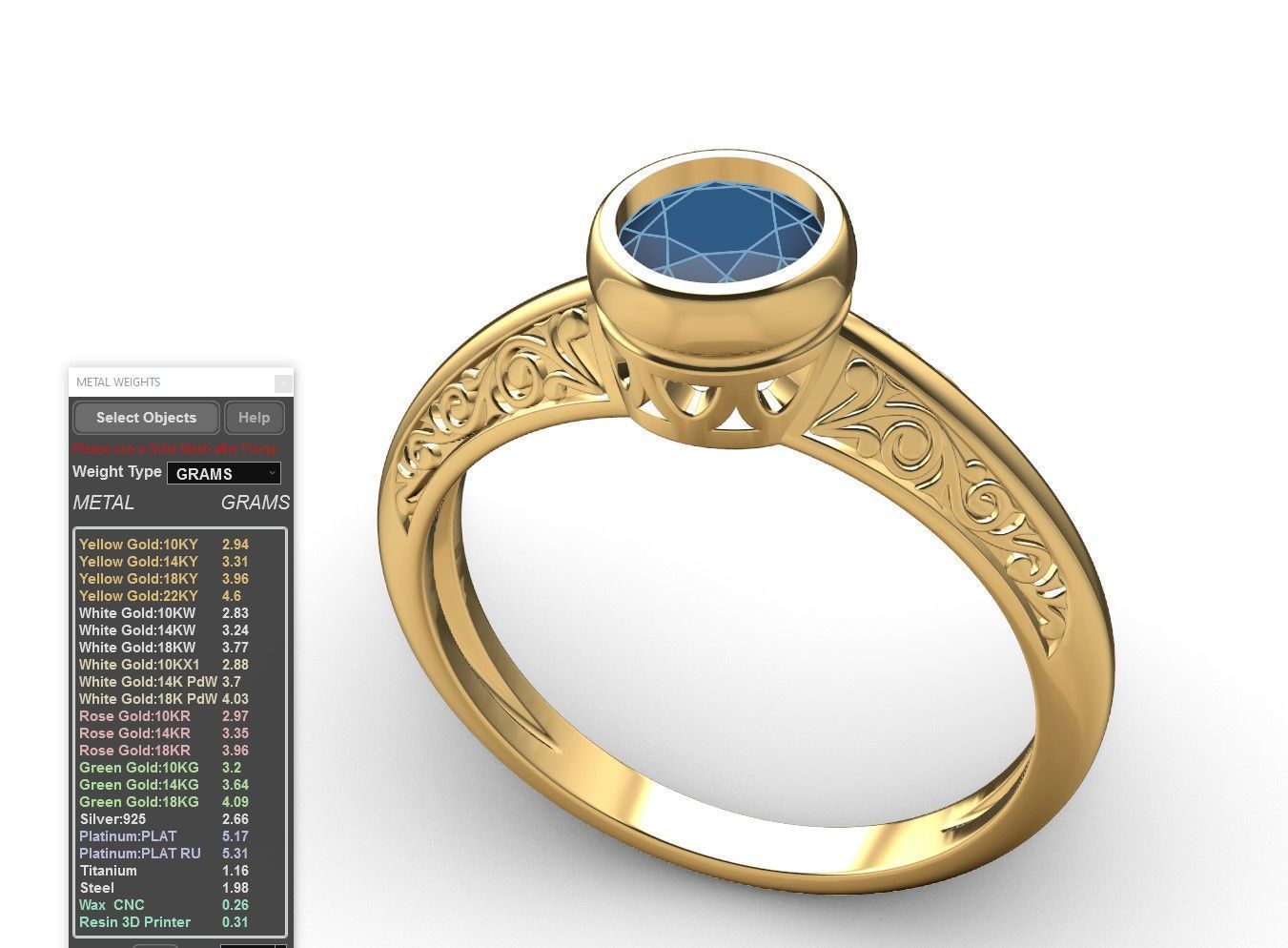 Vintage Ring with Diamond in Bezel 3D print model_5