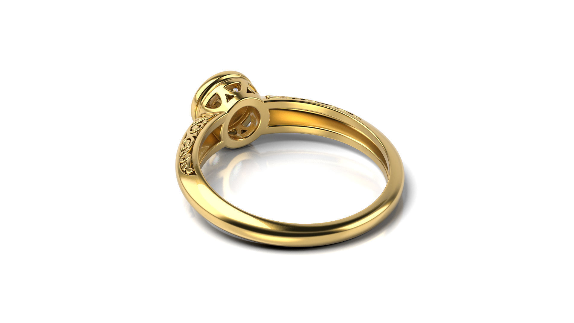 Vintage Ring with Diamond in Bezel 3D print model_14