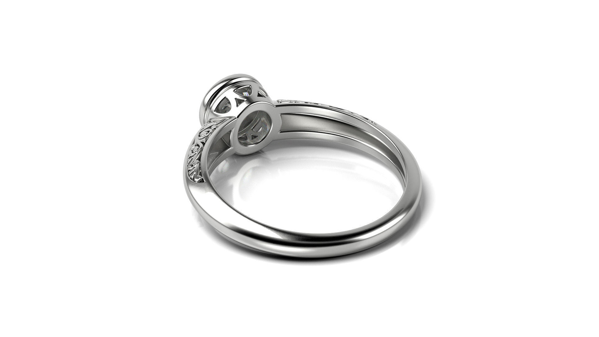 Vintage Ring with Diamond in Bezel 3D print model_16