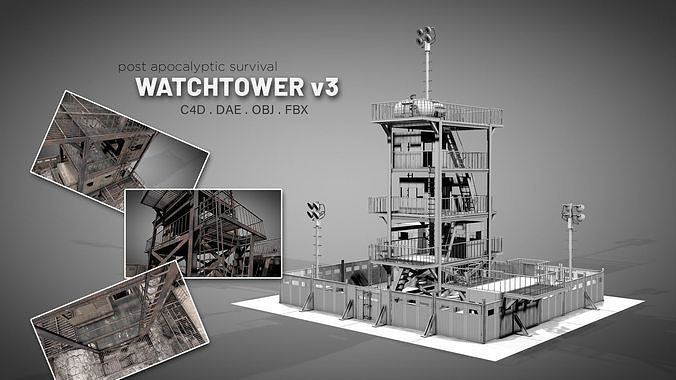 Post Apocalyptic Survival Watchtower v3 3D model 2