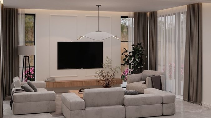 Modern Living Room Scene 3D model
