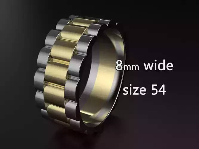 wideng ring two tone 8mm wide size 54