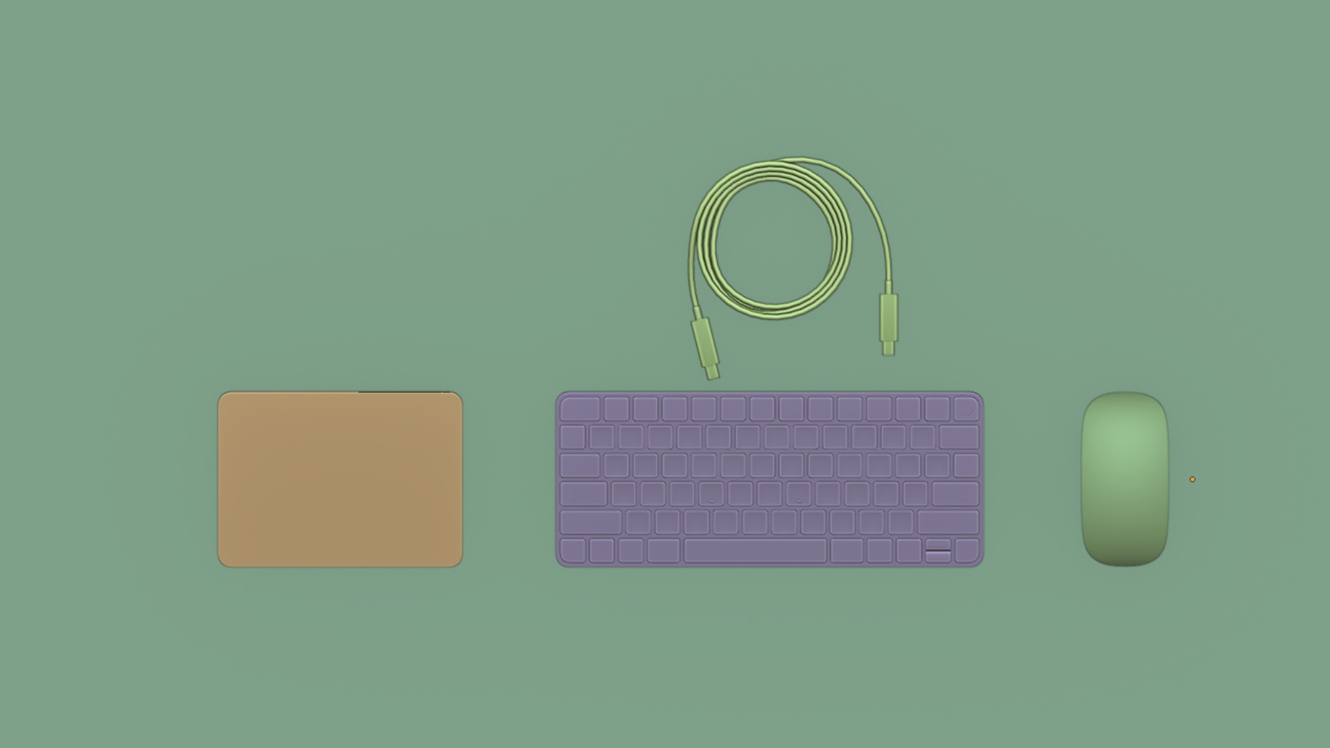 Apple IMac Orange with Keyboard Mouse and Trackpad 3D model_12