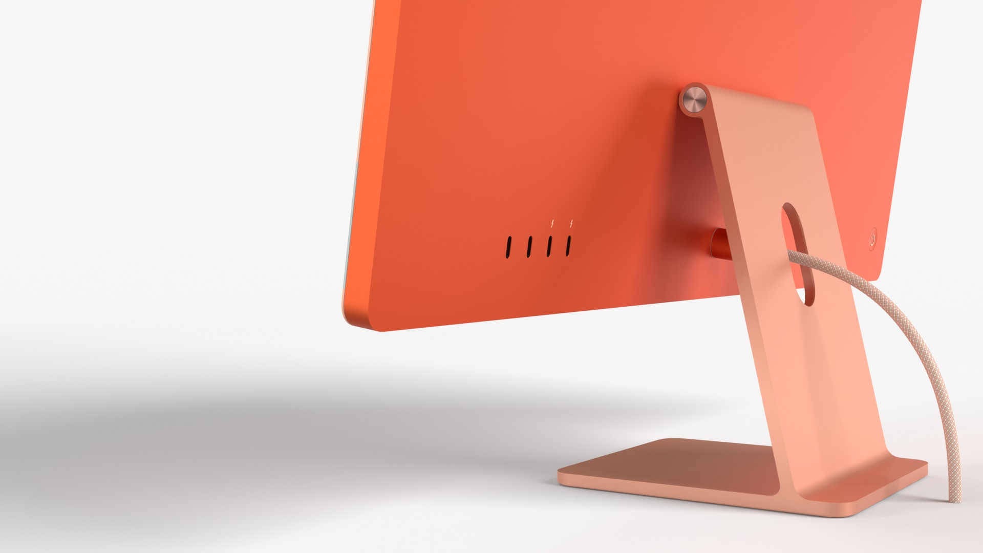 Apple IMac Orange with Keyboard Mouse and Trackpad 3D model_6