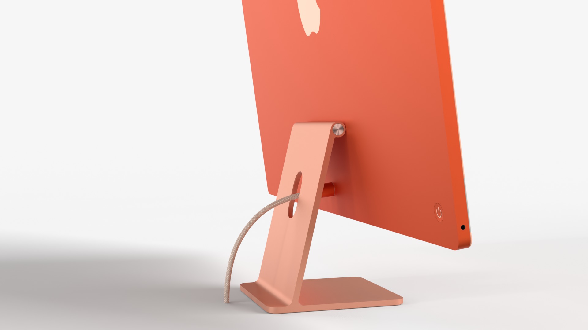 Apple IMac Orange with Keyboard Mouse and Trackpad 3D model_5