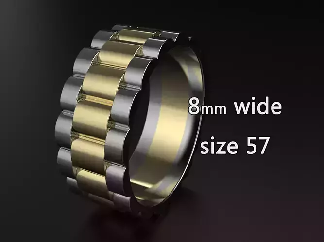 wideng ring two tone 8mm wide size 57