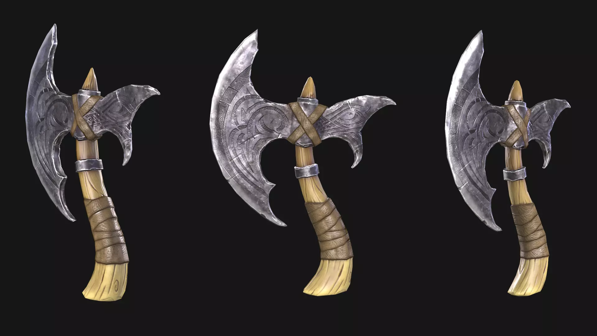 One-handed axe Low-poly 3D model