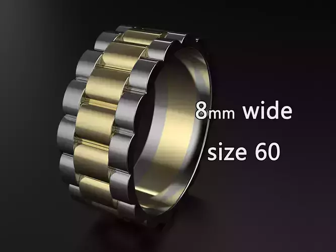wideng ring two tone 8mm wide size 60