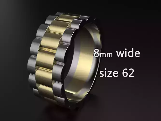 wideng ring two tone 8mm wide size 62