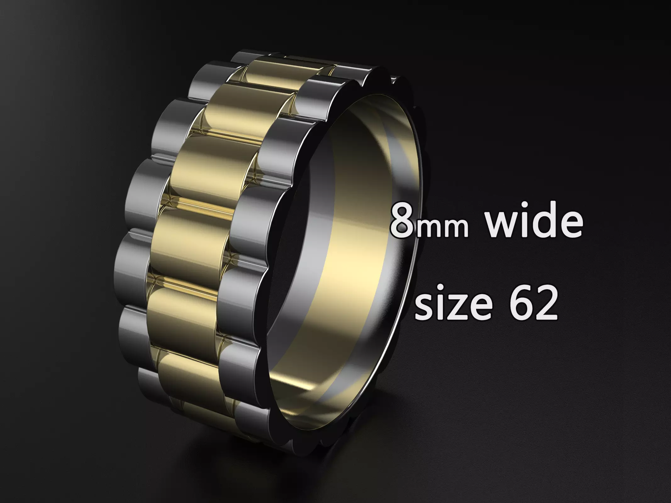 wideng ring two tone 8mm wide size 62 3D print model