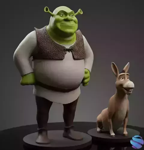 SHREK AND DONKEY 3D print model