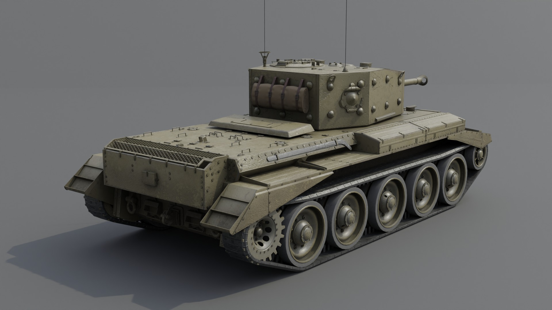Cromwell V Cruiser tank Low-poly 3D model_3