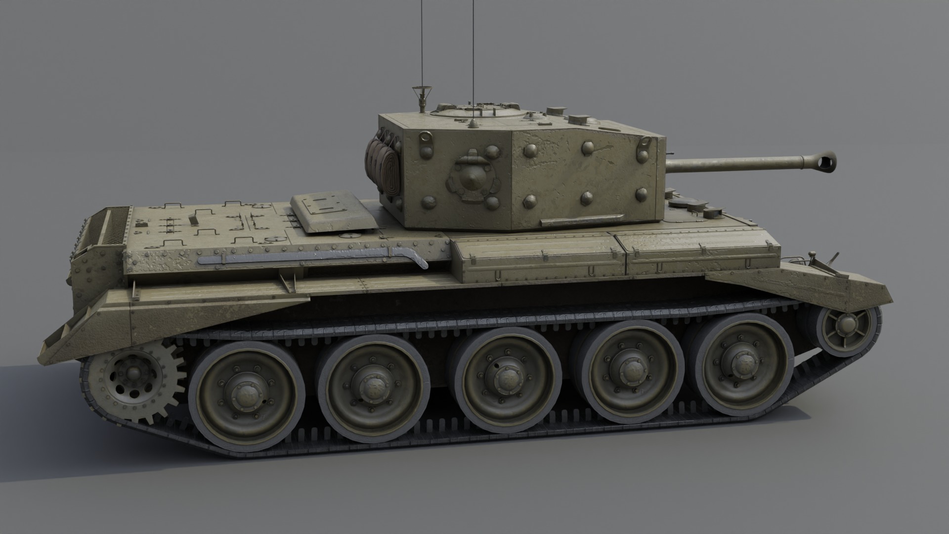 Cromwell V Cruiser tank Low-poly 3D model_13
