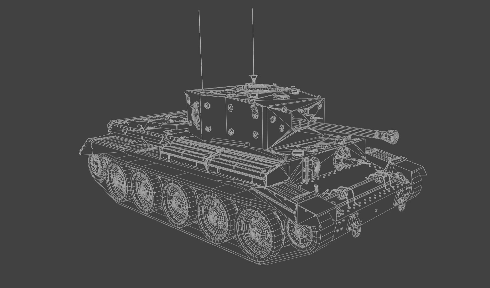 Cromwell V Cruiser tank Low-poly 3D model_6
