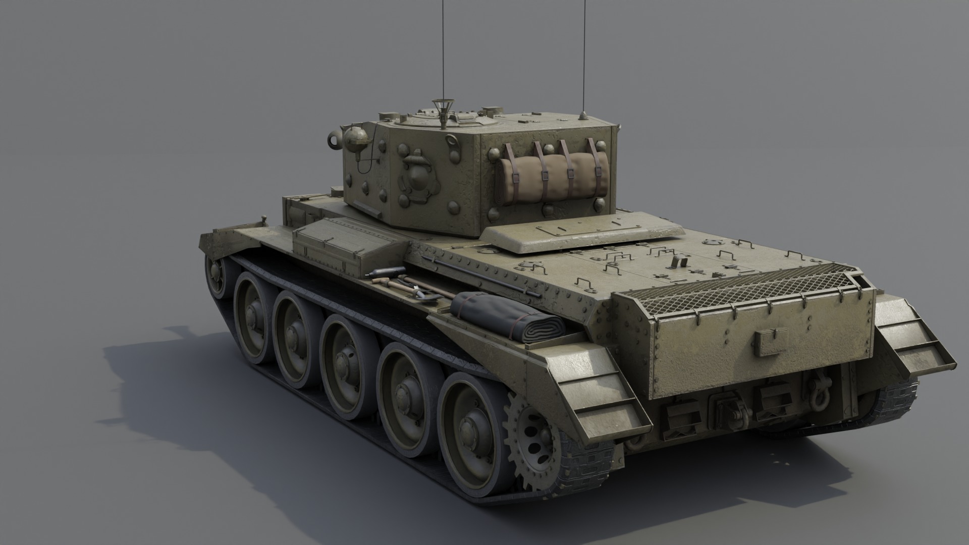 Cromwell V Cruiser tank Low-poly 3D model_16