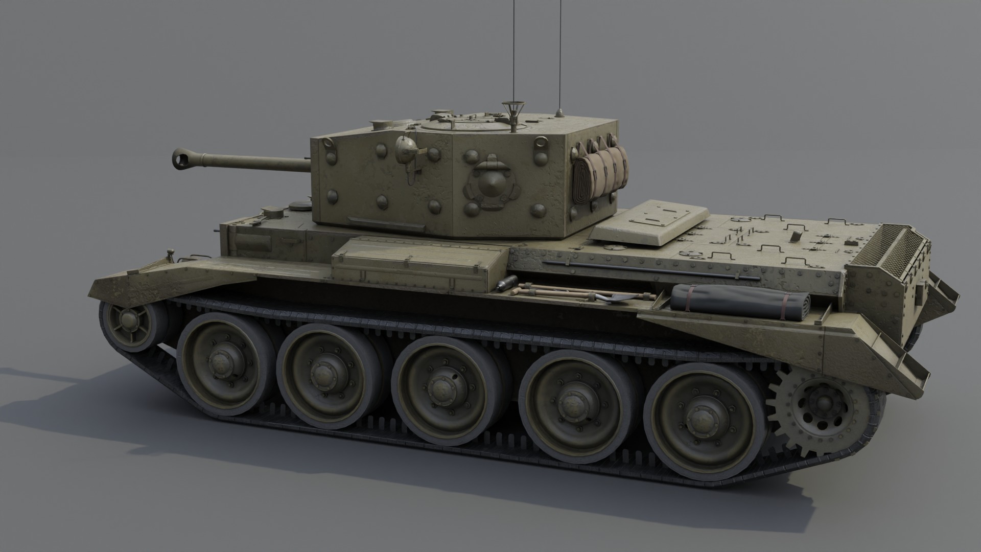 Cromwell V Cruiser tank Low-poly 3D model_17