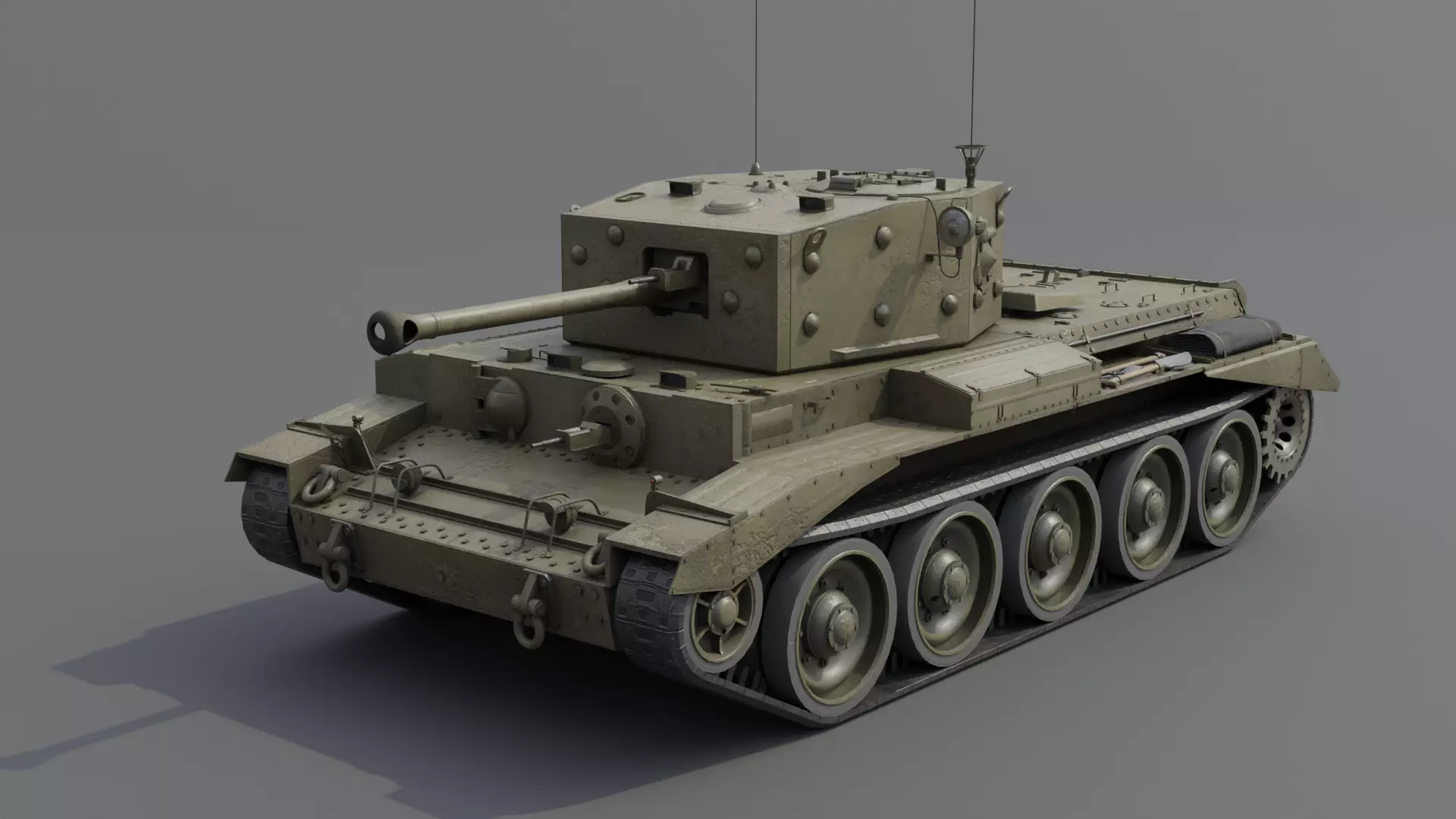 Cromwell V Cruiser tank Low-poly 3D model_0