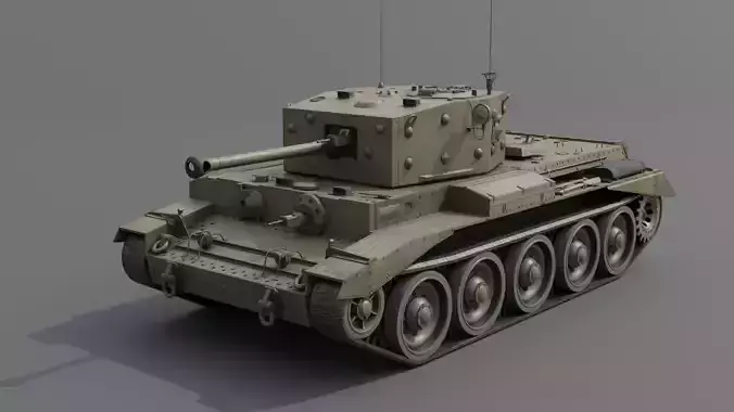 Cromwell V Cruiser tank Low-poly 3D model