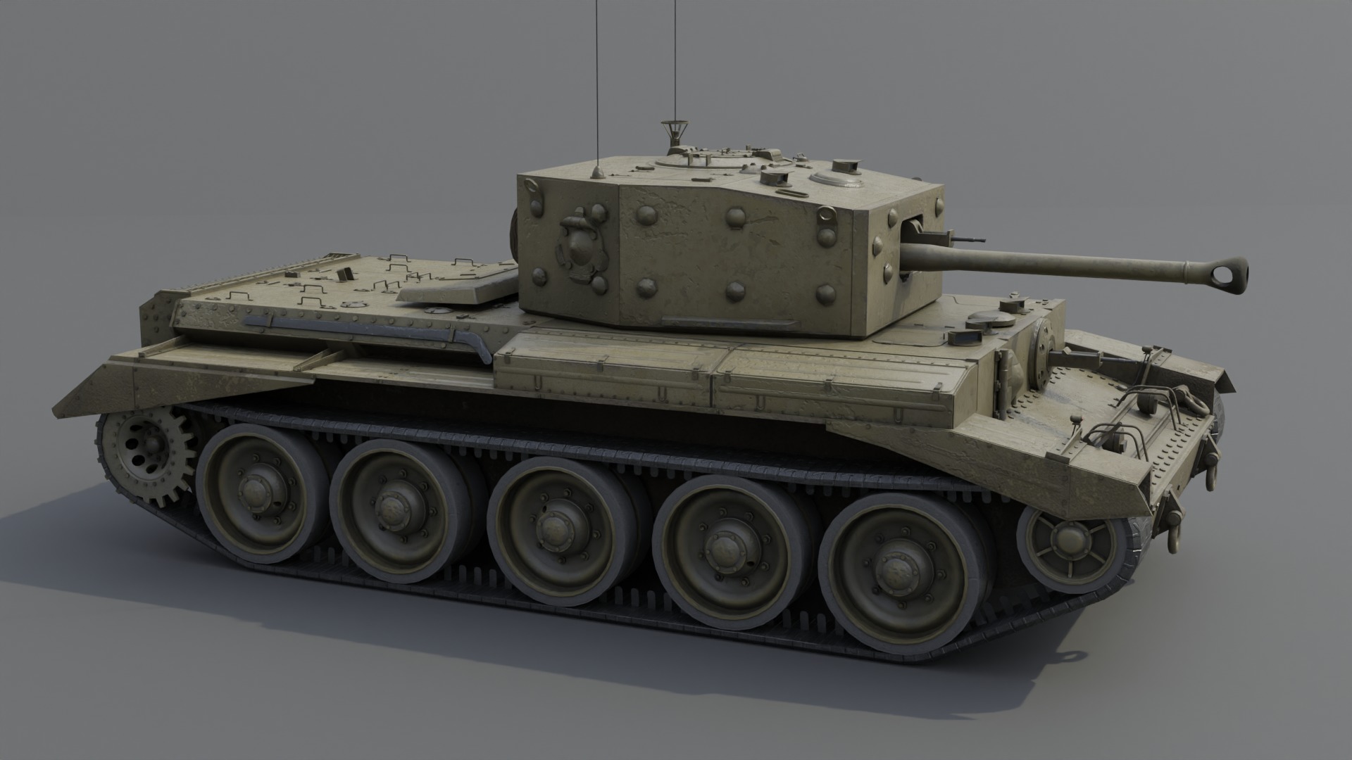 Cromwell V Cruiser tank Low-poly 3D model_12