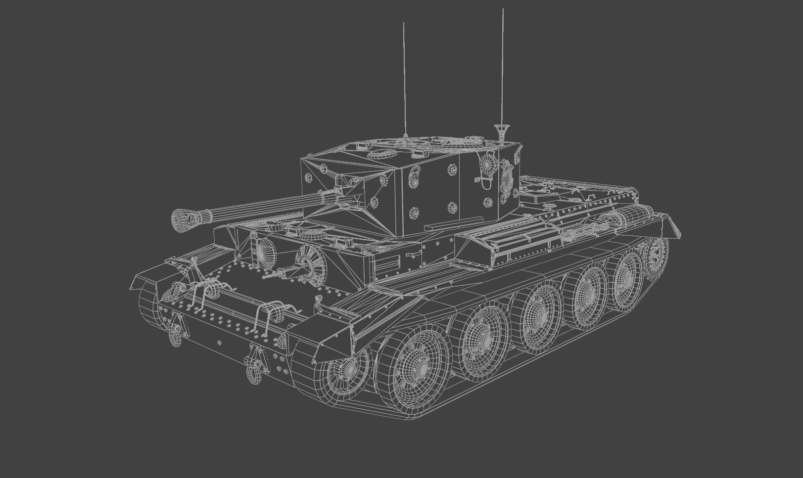 Cromwell V Cruiser tank Low-poly 3D model_5