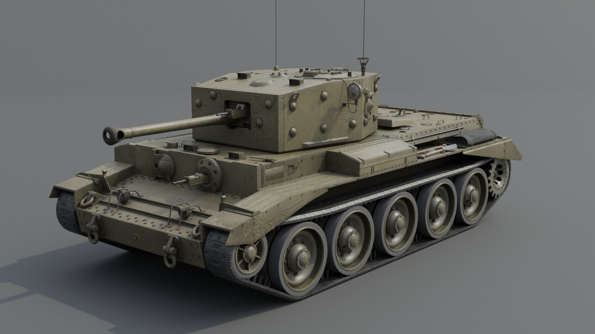 Cromwell V Cruiser tank Low-poly 3D model_9