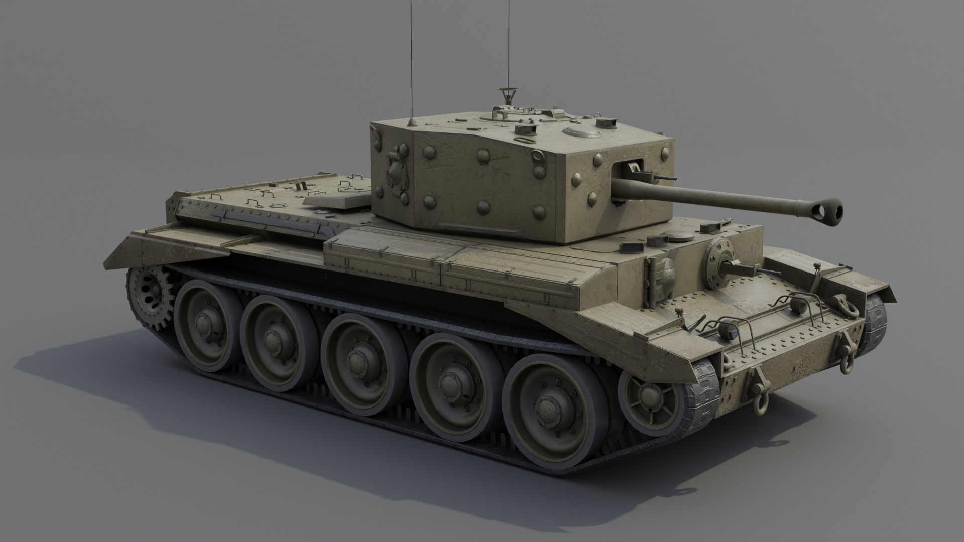 Cromwell V Cruiser tank Low-poly 3D model_2